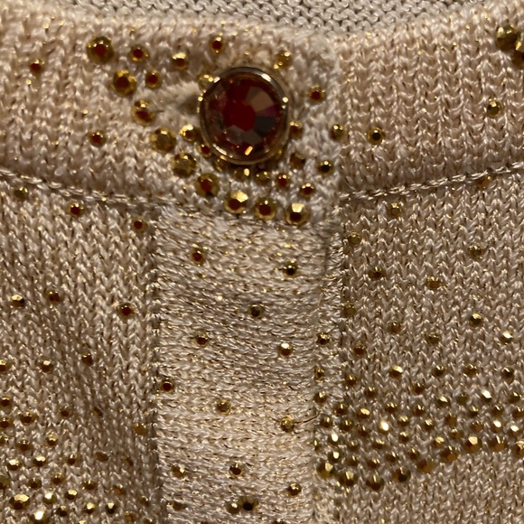 St. John Evening white/gold cardigan size 2 - Picture 5 of 6